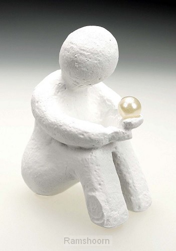 Beeld  4a parel 10 cm wit