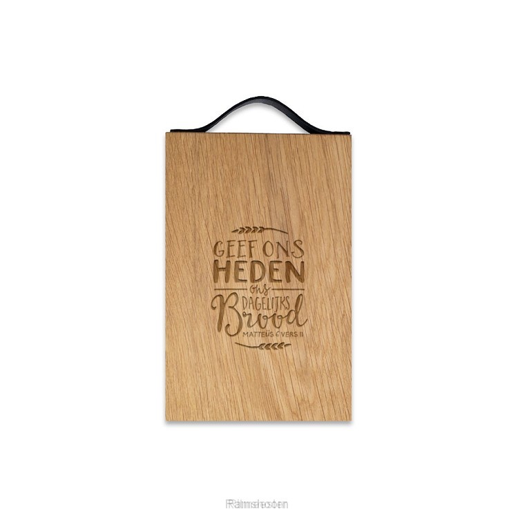 iken Houten Broodplank Leren Handvat - M