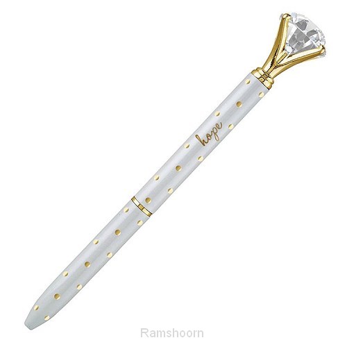 Gold dot gem pens white/gold hope