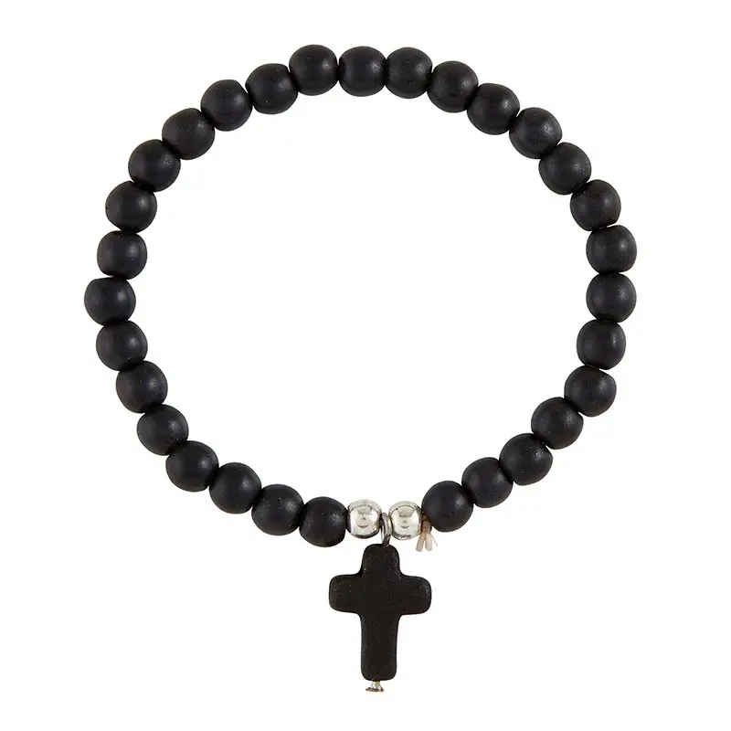 Cross stone bracelet black
