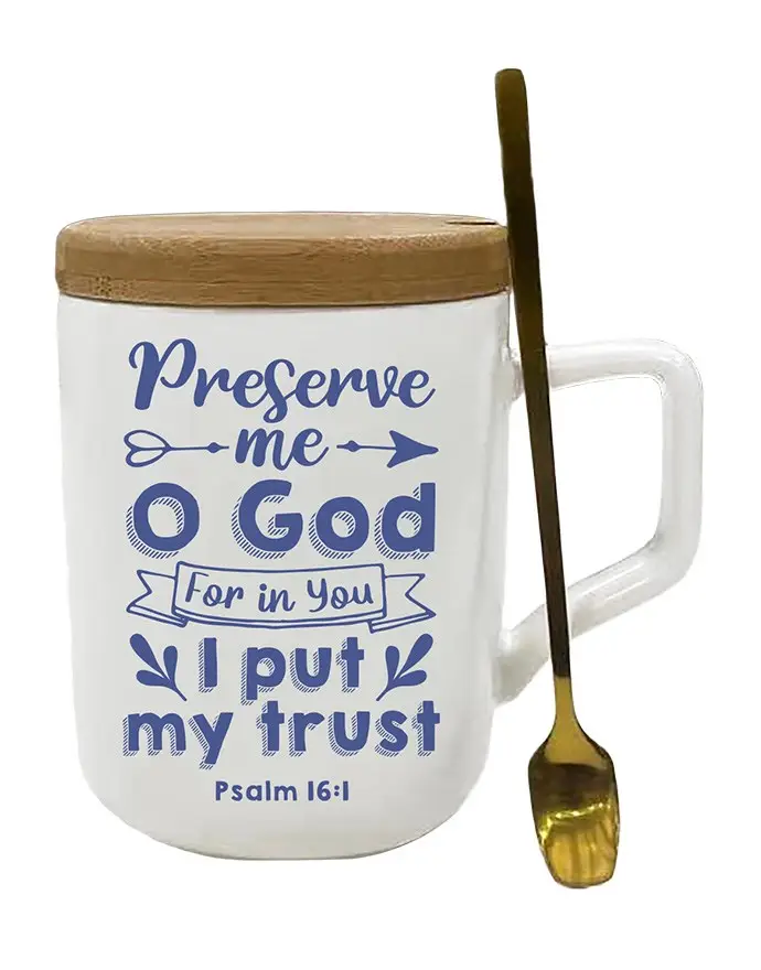 Mug with wooden cover Preserve me o God