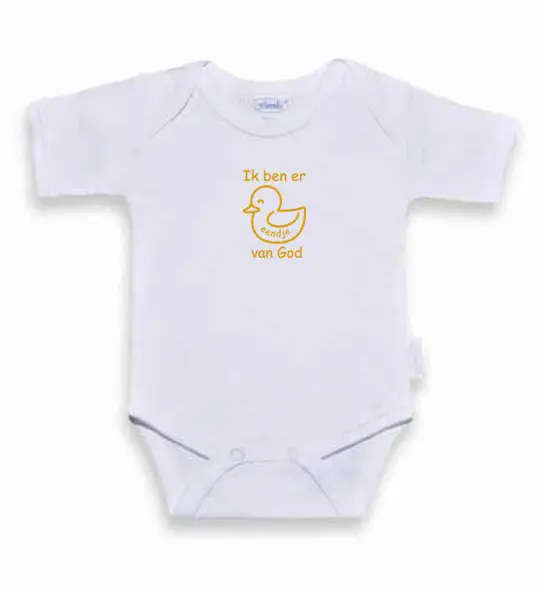 Romper wit/oker 62-68 eendje van God