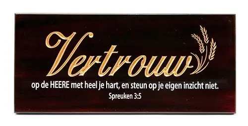 Wandbord hout 22x10cm vertrouw spr 3:5