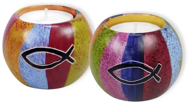 Theelichthouder speksteen ichtus