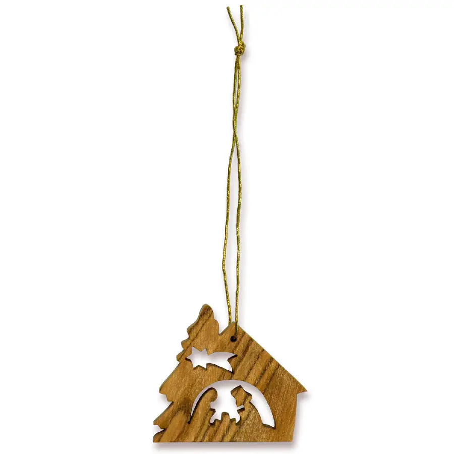 Kerstdeco kribbe olijfhout 4cm