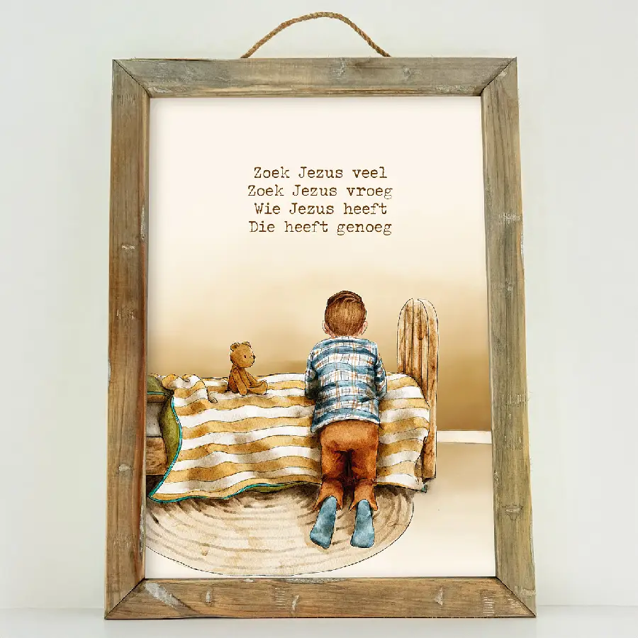 Schilderij -  Zoek Jezus jongen