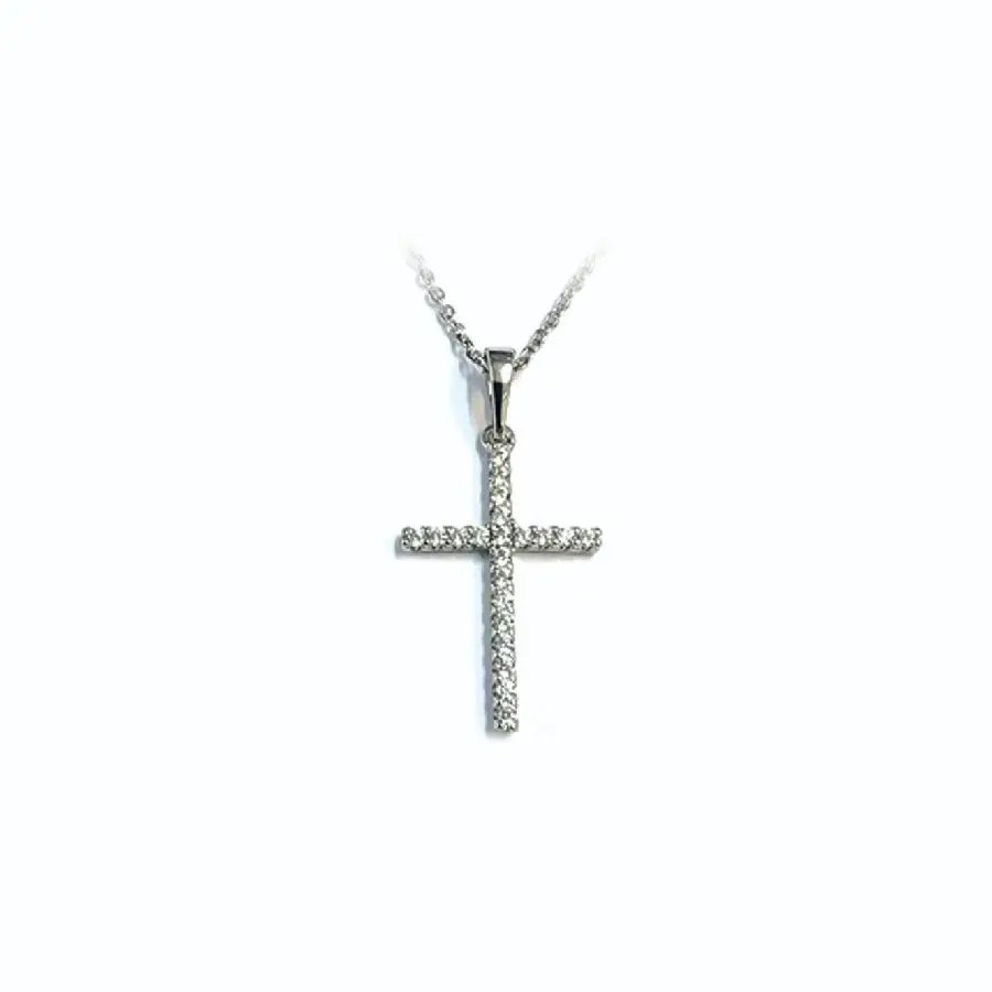 Necklace Crystal cross large silver