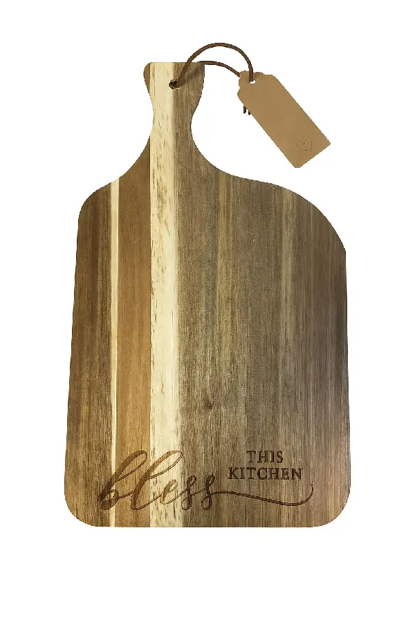 Wood servingboard with handle Bless this