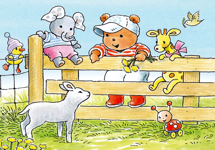 Ansichtkaart 15x10,5 bobbi bij lammetje