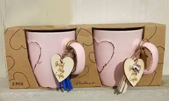 Mug set Heart (2) Faith Hope Love Pink