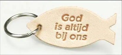 Sleutelhanger leer Vis God is altijd bij